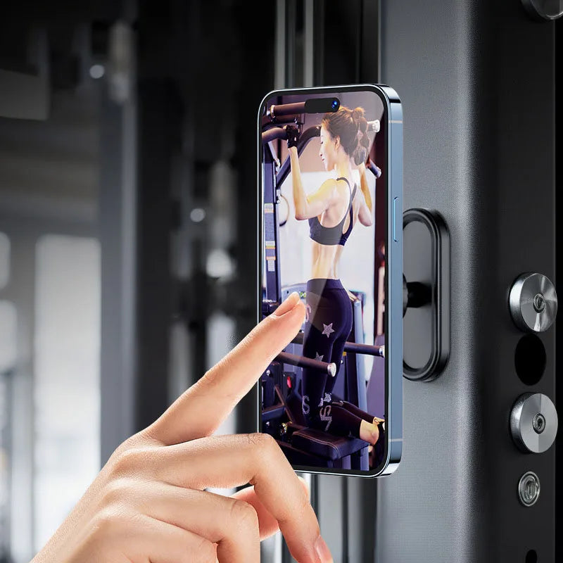 Universal 360 Rotate Portable Double Sided Strong Magnetic Gym Phone Holder Magnet Adjustable Gym Magnetic Phone Holder Mount