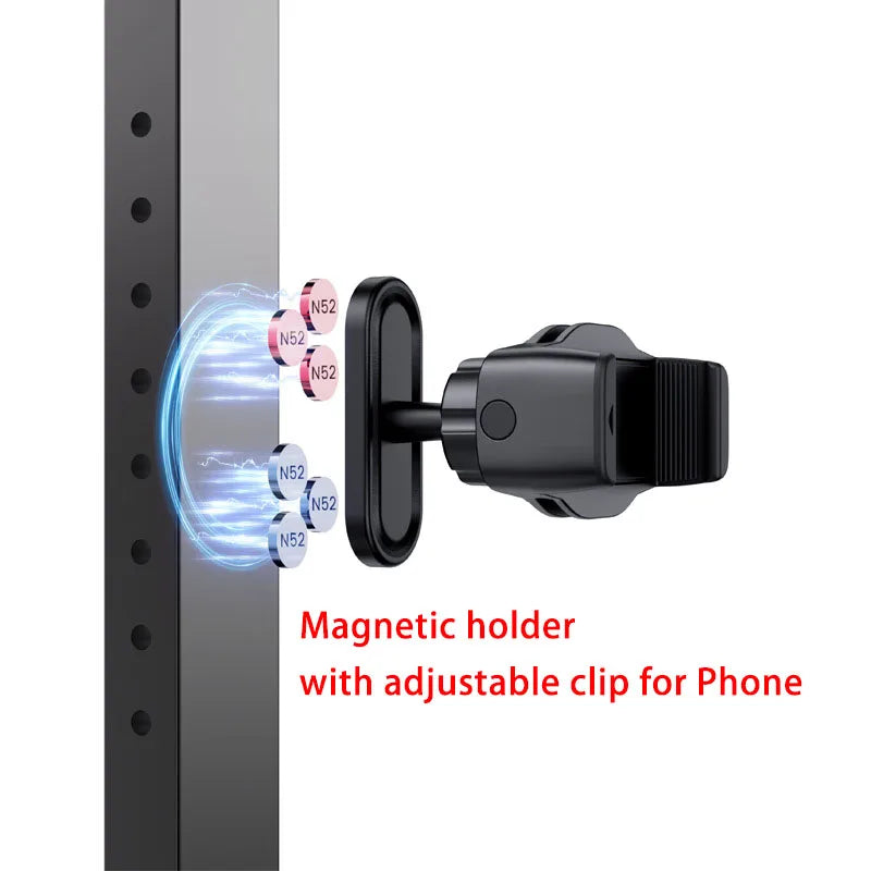Universal 360 Rotate Portable Double Sided Strong Magnetic Gym Phone Holder Magnet Adjustable Gym Magnetic Phone Holder Mount