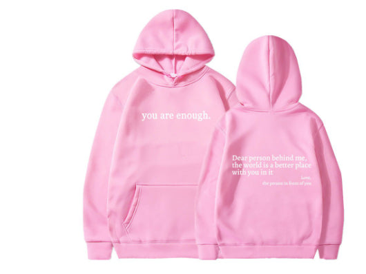 Dear Person behind Me,The World Is a Better Place,With You in It,Love,The Person in Front of You,Women'S Plush Letter Printed Kangaroo Pocket Drawstring Printed Hoodie Unisex Trendy Hoodies