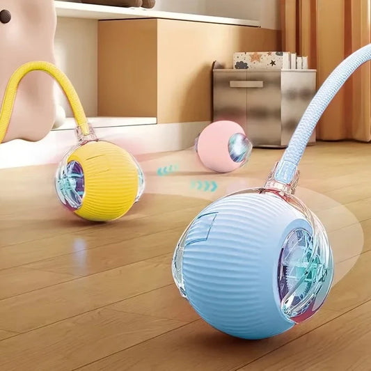 Interactive Cat Ball Toy Automatic Rolling Ball with Tail Rechargeable Smart Pet Interactive Toy Intelligent Mouse for Cat