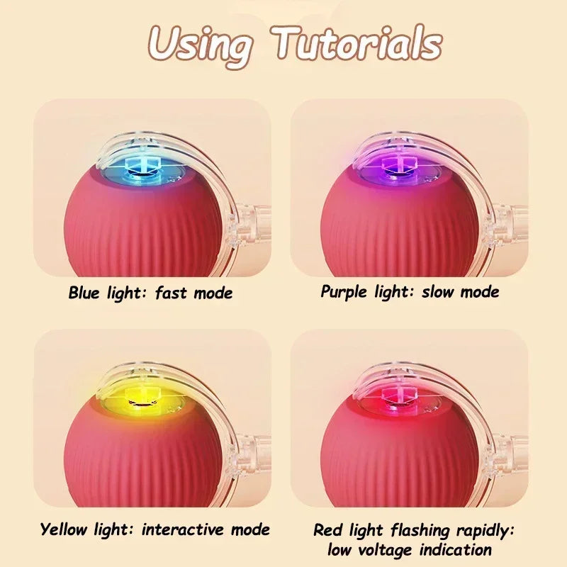 Interactive Cat Ball Toy Automatic Rolling Ball with Tail Rechargeable Smart Pet Interactive Toy Intelligent Mouse for Cat