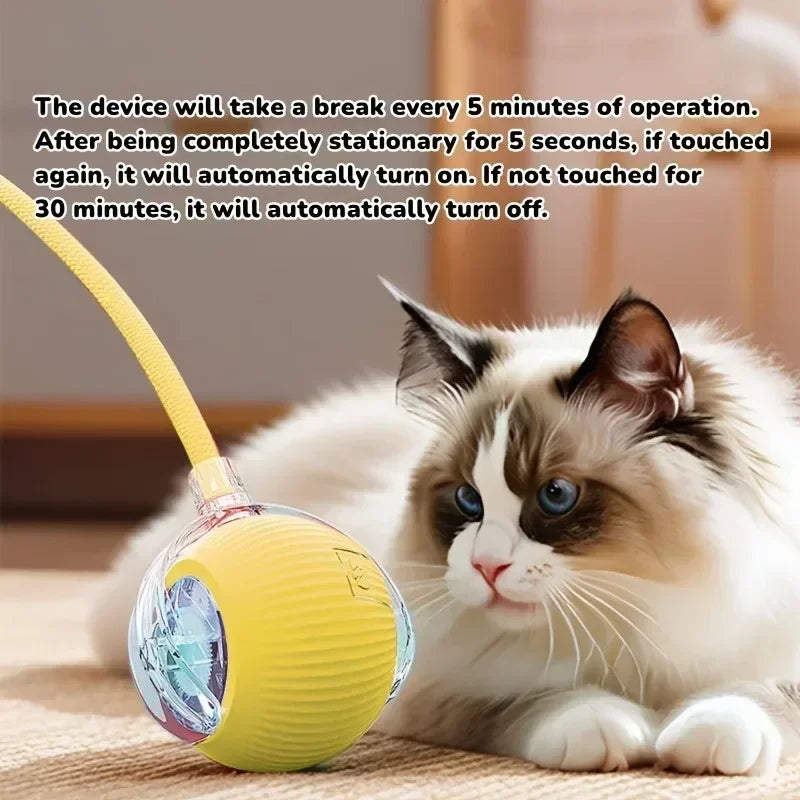 Interactive Cat Ball Toy Automatic Rolling Ball with Tail Rechargeable Smart Pet Interactive Toy Intelligent Mouse for Cat