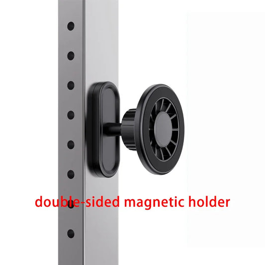 Universal 360 Rotate Portable Double Sided Strong Magnetic Gym Phone Holder Magnet Adjustable Gym Magnetic Phone Holder Mount