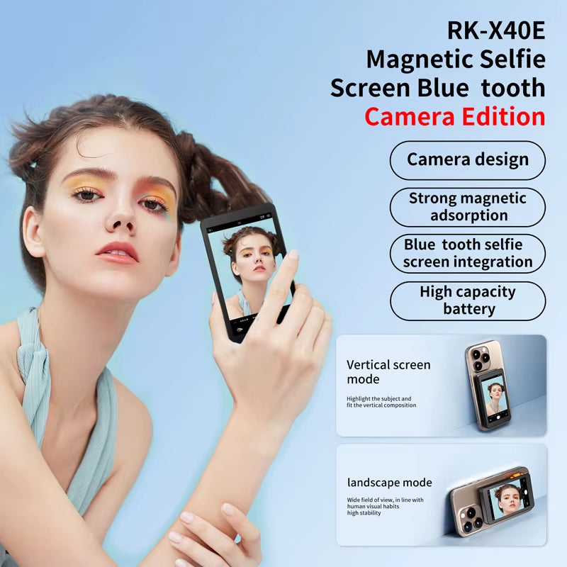 Wireless Blue Tooth Magnetic Selfie Screen Monitor Horizontal Vertical Screens Switch Phone Vlog Selfie Monitor Screen